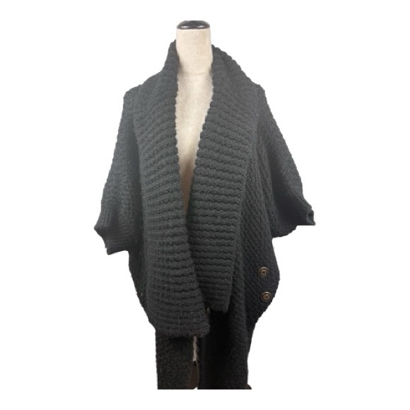 🆕 Stella McCartney Black Poncho Cape Coat made in Italy in wool and alpaca - Picture 2 of 11